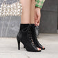 Peep Toe Frosted Casual Shoes Front Lace-up High Heel Sandals.