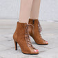 Peep Toe Frosted Casual Shoes Front Lace-up High Heel Sandals.