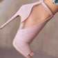 Peep Toe Stiletto Heel Side Empty Back Zipper Plus Size Women's Sandals.