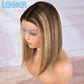 Lisse bob wig with light brown highlights in Remy human hair, featuring a transparent lace front for a natural look.