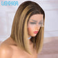 Perruque bob lisse méché brun clair en cheveux Remy, style naturel avec lace front 13x1, idéale pour un look chic au quotidien.