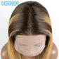 Perruque bob lisse méché brun clair en cheveux humains Remy, coupe courte et légère, lace frontale pour un rendu naturel.