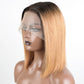 Perruque bob lisse méché brun clair en cheveux Remy avec lace front transparents pour un look naturel et élégant.