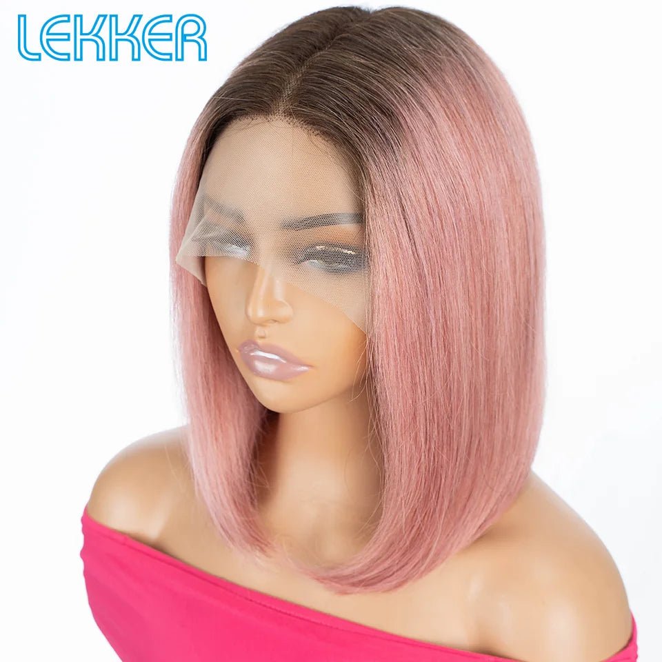 Lisse méché brun clair Perruque bob en cheveux humains Remy, coupe courte et tendance pour un look chic.