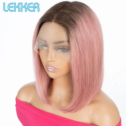 Lisse méché brun clair Perruque bob en cheveux humains Remy, coupe courte et tendance pour un look chic.