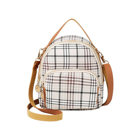 Personality Bags Casual Plaid Backpack Portable.