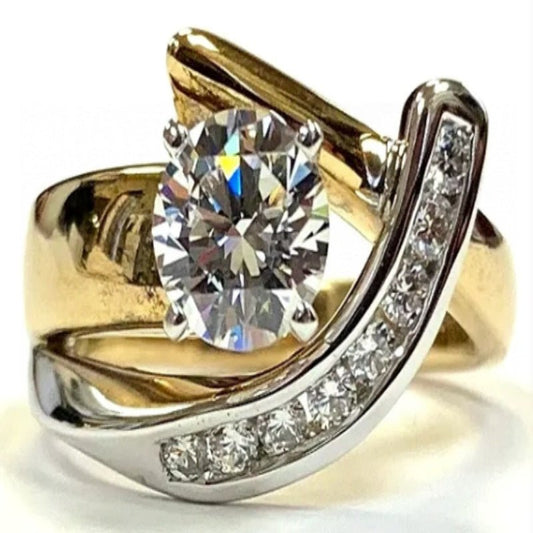 Personalized Creative Zircon Ring European And American 18K Gold Plated.