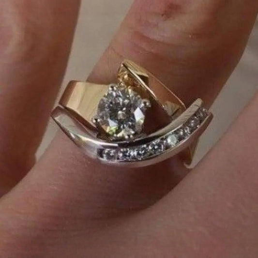 Personalized Creative Zircon Ring European And American 18K Gold Plated.