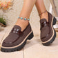 Plus Size Casual Matte Chunky Heel Platform Loafers.