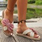 Plus Size Cross Women's Flat Flower Fashion Casual Outdoor Slippers.