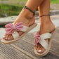 Plus Size Cross Women's Flat Flower Fashion Casual Outdoor Slippers.