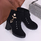 Plus Size Martin Boots Rhinestone High-heeled Cotton Boots.
