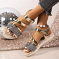 Plus Size Sequin Fashion Buckle Platform Sandals.