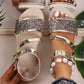Plus Size Sequin Fashion Buckle Platform Sandals.