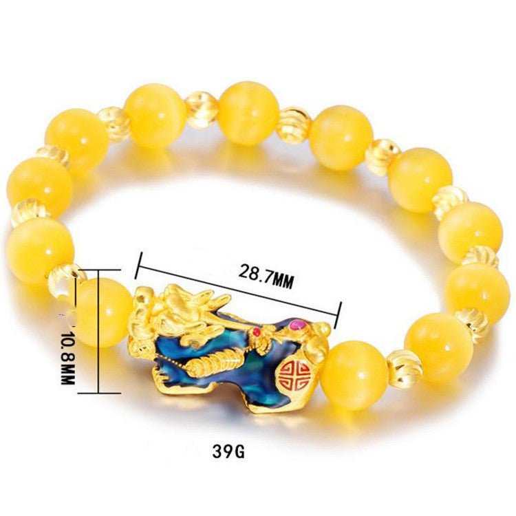 Pure Gold Piqiu Agate Bracelet Male Color-Changing Obsidian Bracelet Bracele.