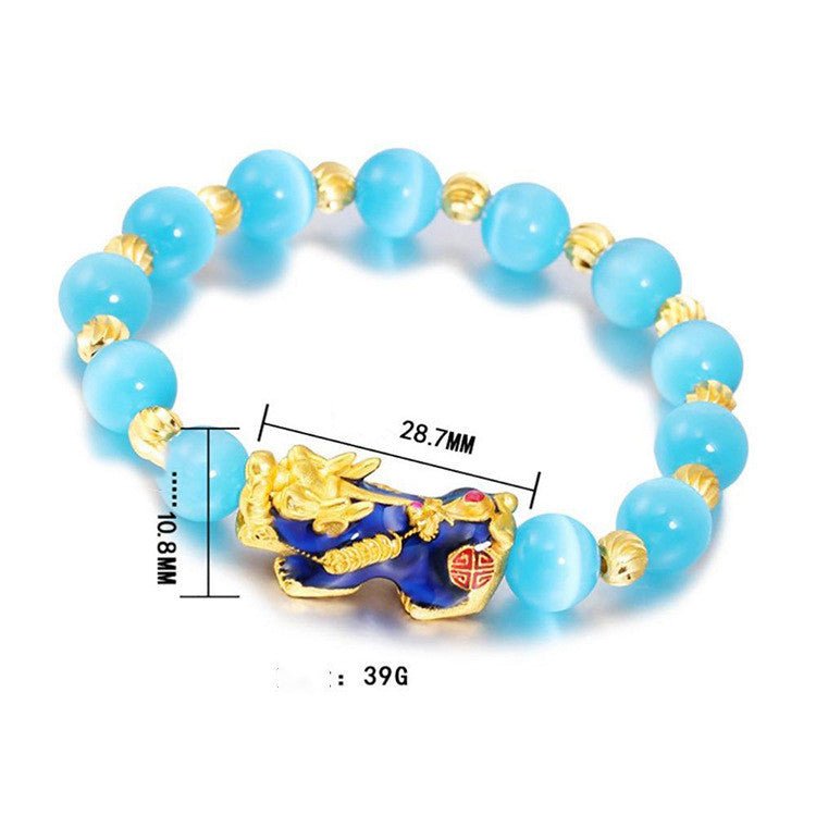 Pure Gold Piqiu Agate Bracelet Male Color-Changing Obsidian Bracelet Bracele.
