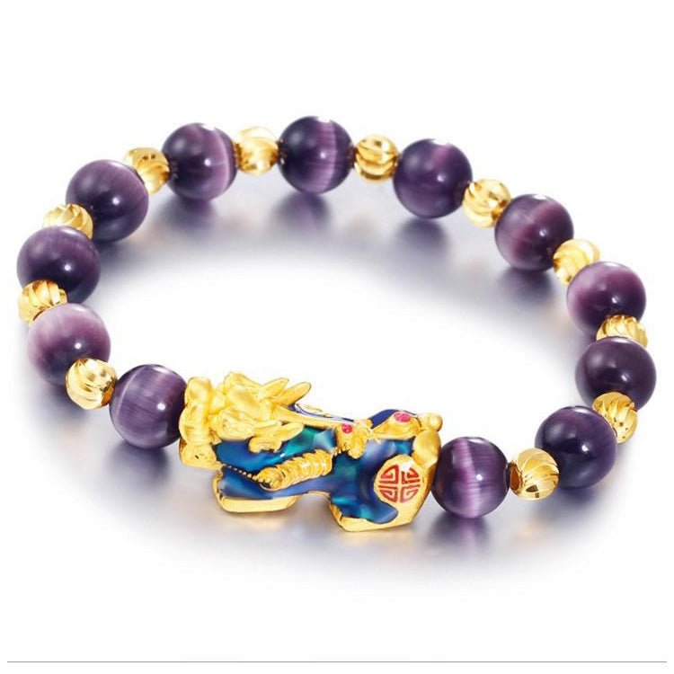 Pure Gold Piqiu Agate Bracelet Male Color-Changing Obsidian Bracelet Bracele.