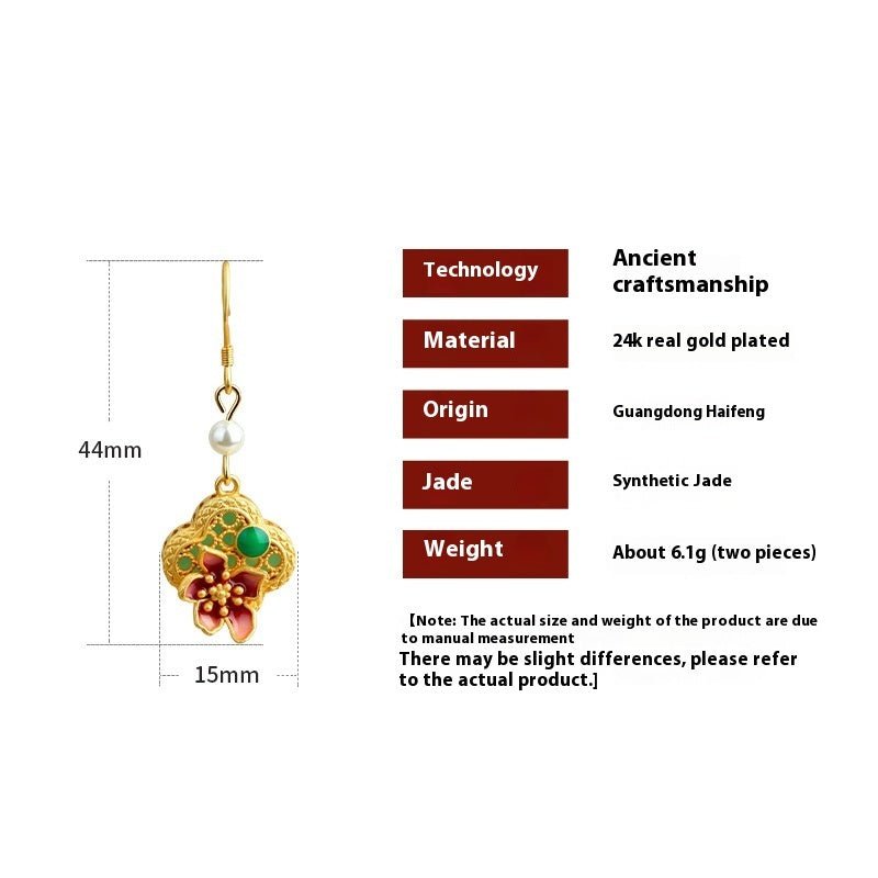 Real Gold Plating Antique 925 Silver Pin Earrings.