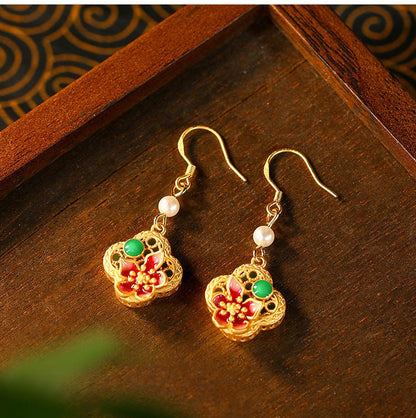 Real Gold Plating Antique 925 Silver Pin Earrings.