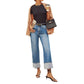 Retro Curling New Elastic Straight Jeans For Women.