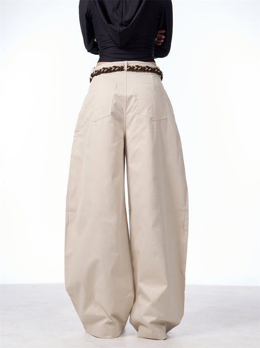 Retro Matchet Pants Casual Pants For Women With Belt.