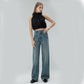 Retro Style High Waist Distressed Wide Leg Mop Pants Women.