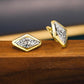 Rhombus Earrings Female Two-tone Geometric Design.