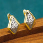 Rhombus Earrings Female Two-tone Geometric Design.