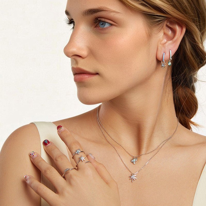 Romantic Summer Style S925 Sterling Silver Stud Earrings.
