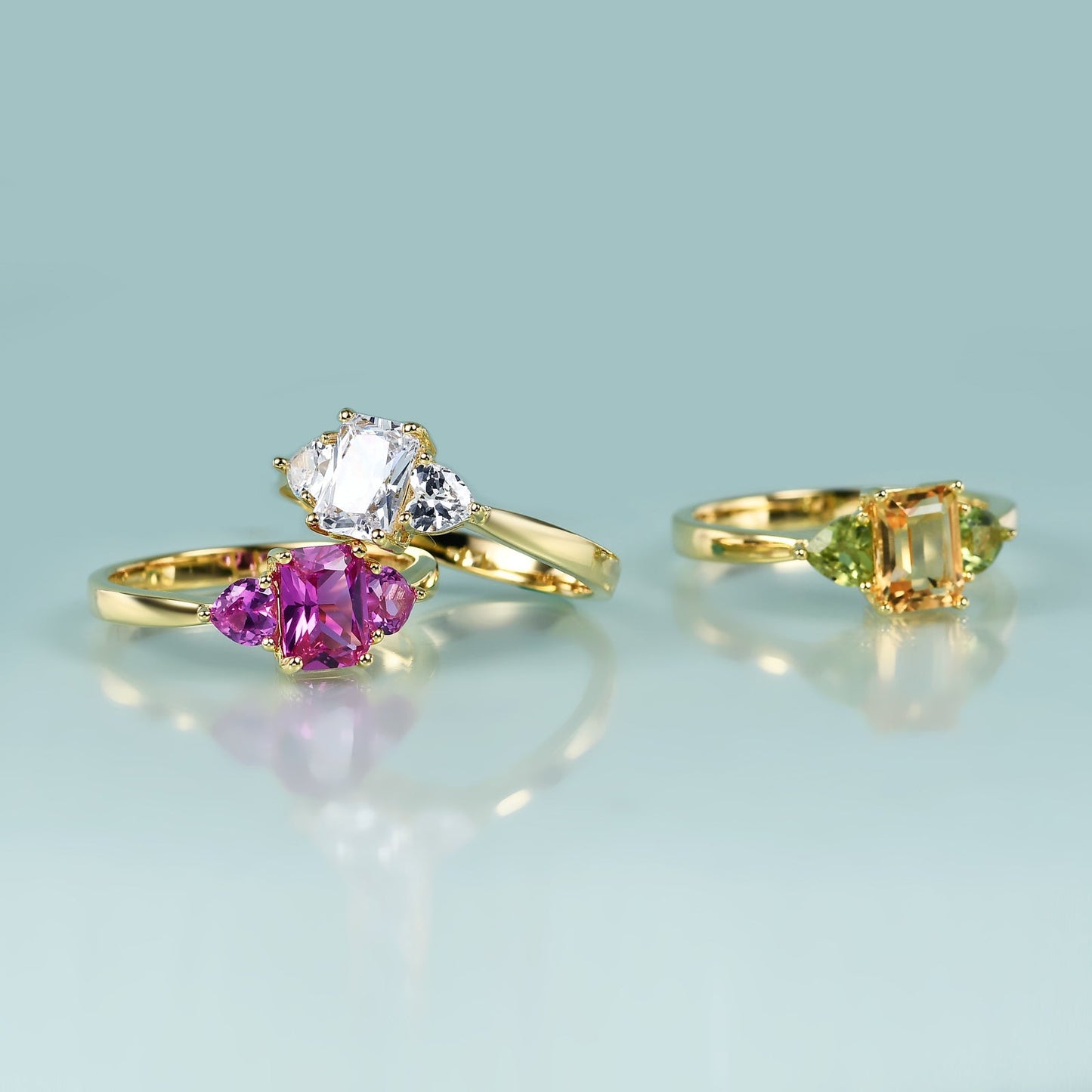 S925 Silver  Corundum Inlaid Gemstone Ring.