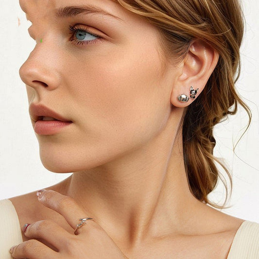 S925 Sterling Silver Cross-border Fashion Exquisite Cute Puppy Earrings.