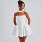 Sexy Tube Top Dress With Back Zipper Design Ins Fashion Short Dress For Party Clothing Women.