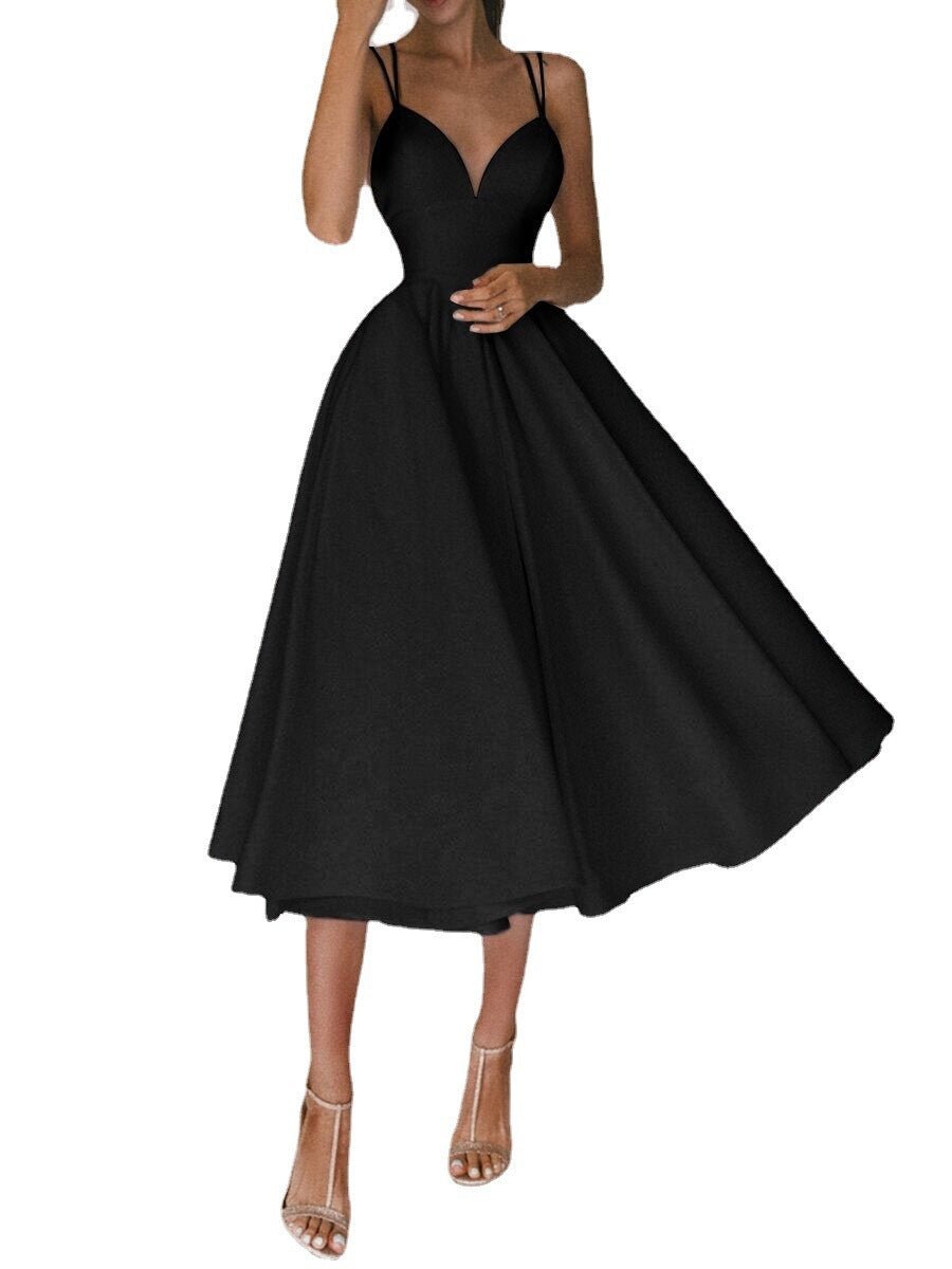 Sexy V-neck Suspender Dress Summer Fashion A-Line Long Dresses For Women.