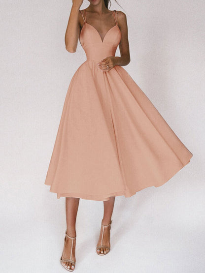 Sexy V-neck Suspender Dress Summer Fashion A-Line Long Dresses For Women.