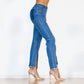 Shascullfites Melody Women Zipper Jeans Women Unique Dark Blue Denim Pants Hot Streetwear Party Club Dance Pants.