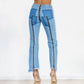 Shascullfites Women Split Straight Jeans Women Club Dancing Pants Light Blue Denim Pants Slim Fit Zipper Jeans.