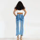 Shascullfites Women Split Straight Jeans Women Club Dancing Pants Light Blue Denim Pants Slim Fit Zipper Jeans.