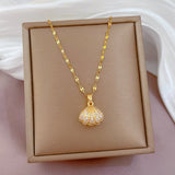 Shell Pearl Necklace Female Zircon Temperament Personality.