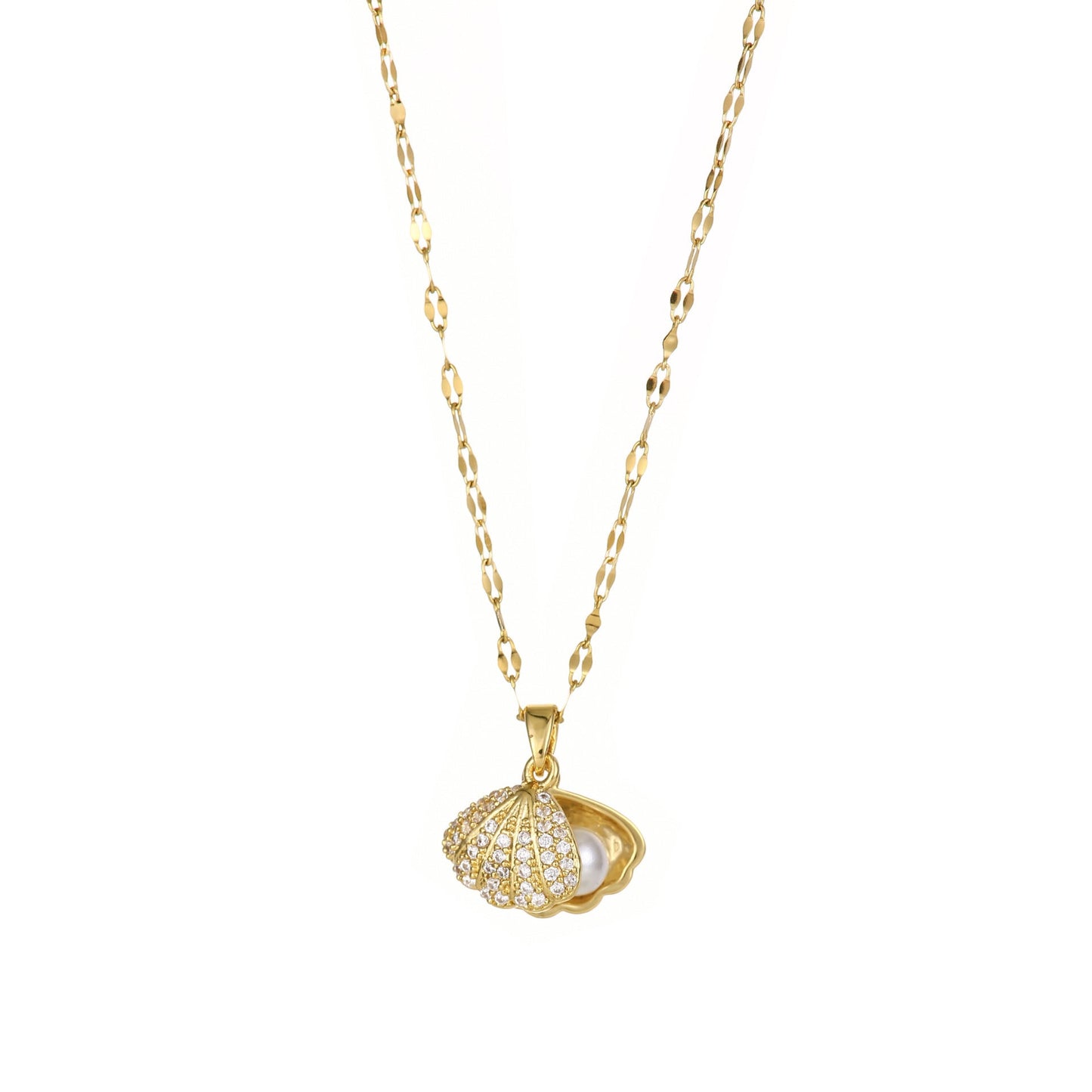 Shell Pearl Necklace Female Zircon Temperament Personality.