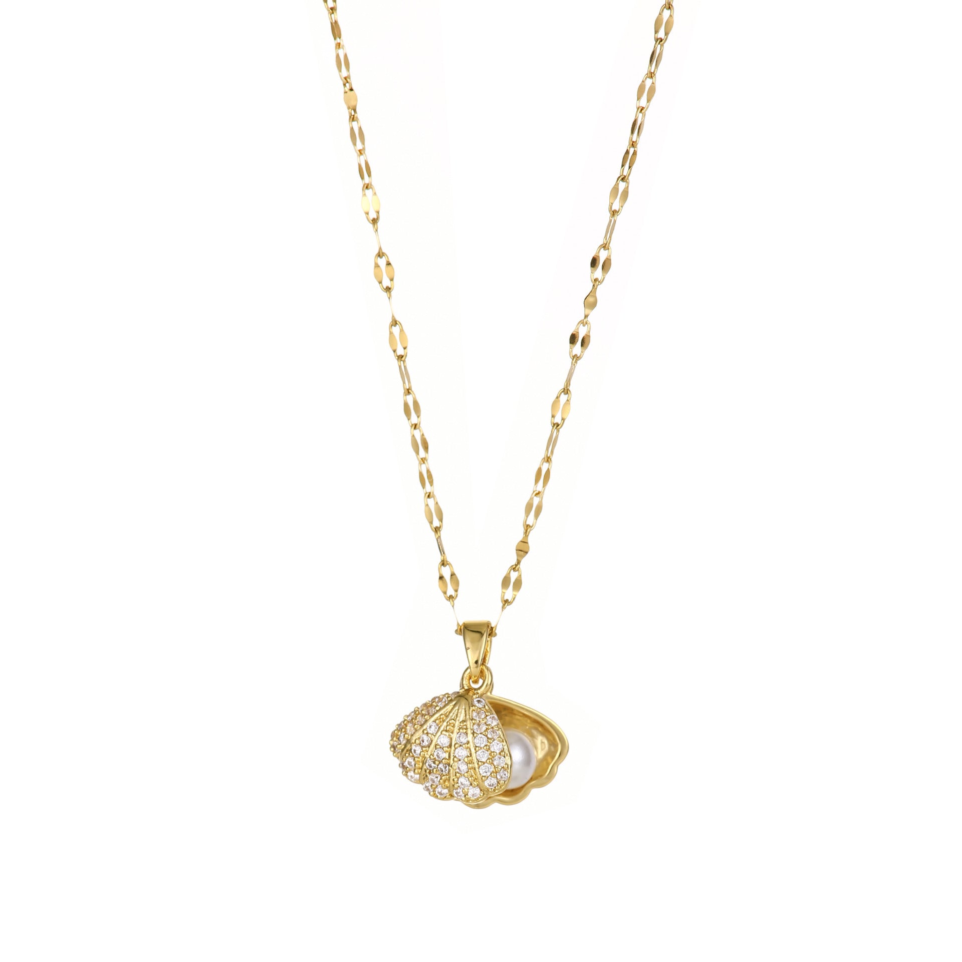 Shell Pearl Necklace Female Zircon Temperament Personality.