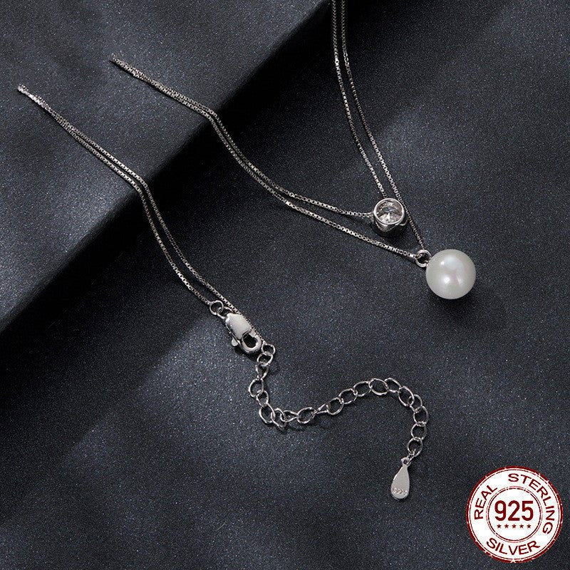 Silver Double-layer Chain 50 Points Moissanite Necklace.