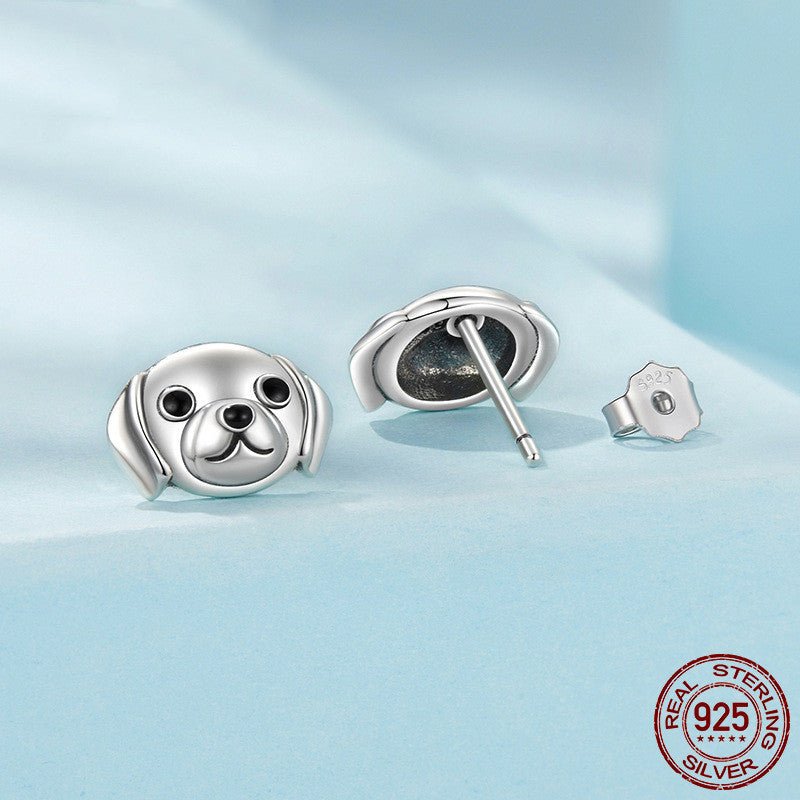 Silver Ziyun S925 Sterling Silver Labrador Stud Earrings.