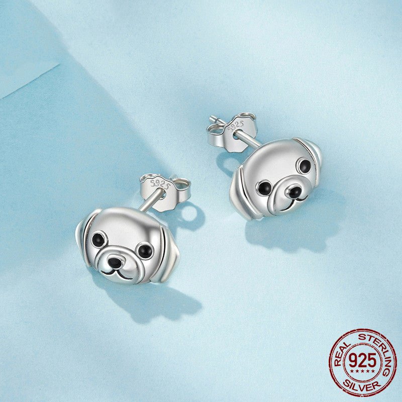 Silver Ziyun S925 Sterling Silver Labrador Stud Earrings.