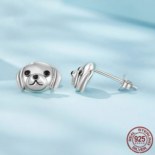 Silver Ziyun S925 Sterling Silver Labrador Stud Earrings.