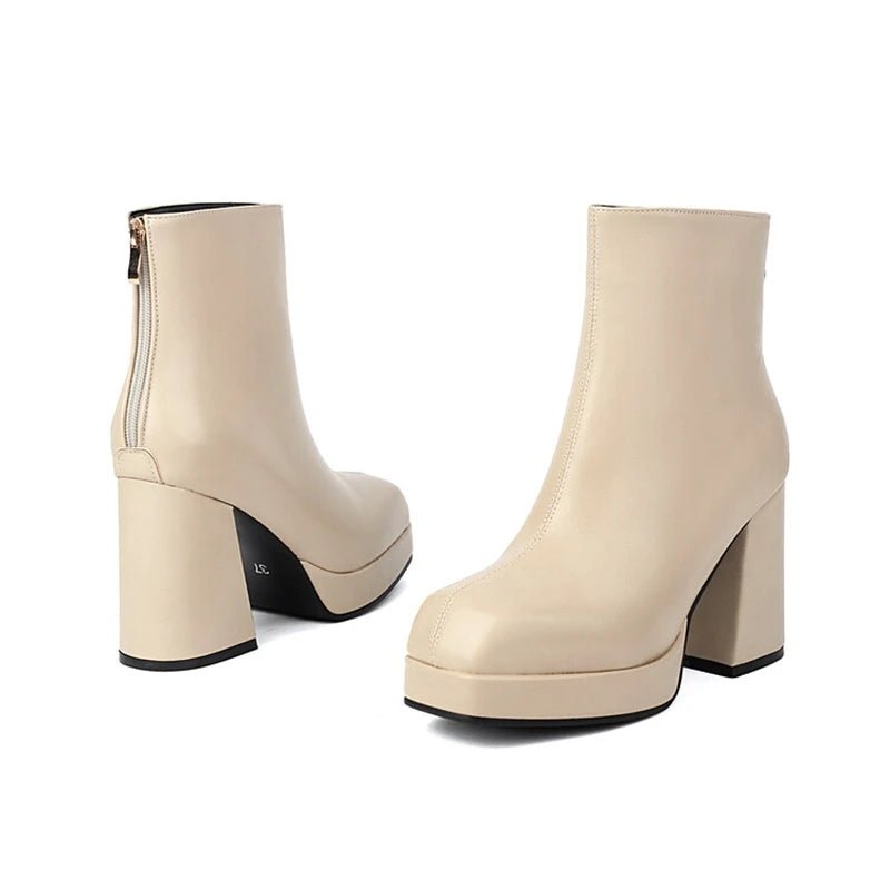 SIMLOVEYO 2024 Classic Ankle Boots Block Heels  Big Size 47 48 US17 Fashion Black Apricot Round Toe 9.5CM.
