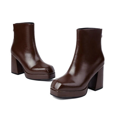 SIMLOVEYO 2024 Classic Ankle Boots Block Heels  Big Size 47 48 US17 Fashion Black Apricot Round Toe 9.5CM.