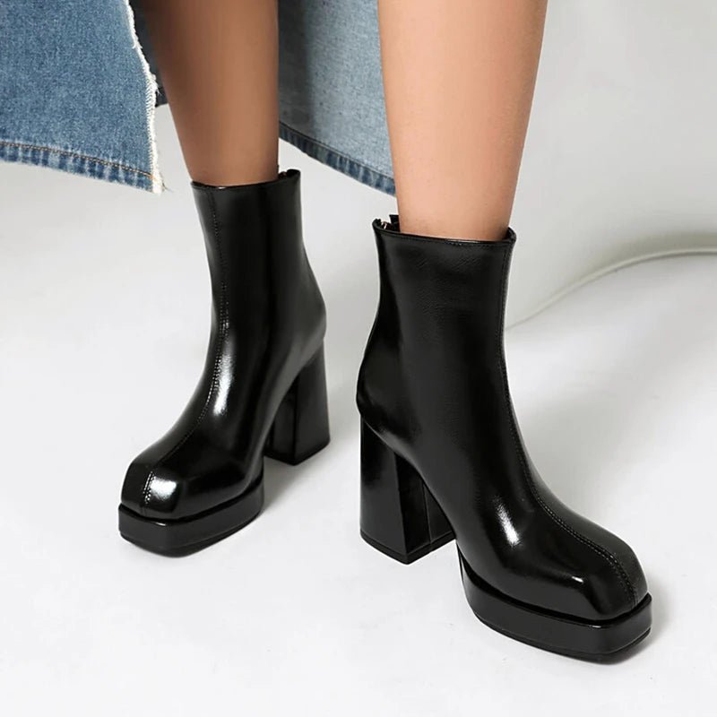 SIMLOVEYO 2024 Classic Ankle Boots Block Heels  Big Size 47 48 US17 Fashion Black Apricot Round Toe 9.5CM.