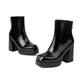 SIMLOVEYO 2024 Classic Ankle Boots Block Heels  Big Size 47 48 US17 Fashion Black Apricot Round Toe 9.5CM.