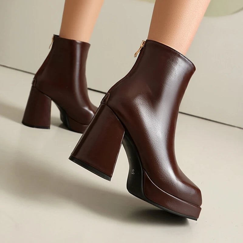 SIMLOVEYO 2024 Classic Ankle Boots Block Heels  Big Size 47 48 US17 Fashion Black Apricot Round Toe 9.5CM.