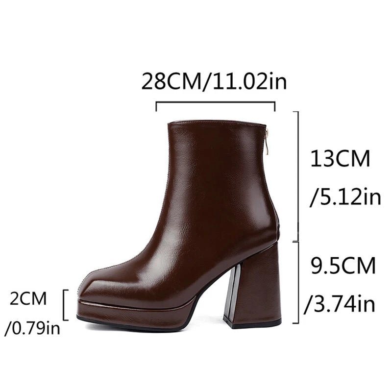 SIMLOVEYO 2024 Classic Ankle Boots Block Heels  Big Size 47 48 US17 Fashion Black Apricot Round Toe 9.5CM.